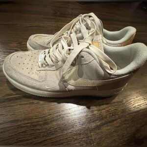 Nike Women's Cream Suede Air Force Sneakers
